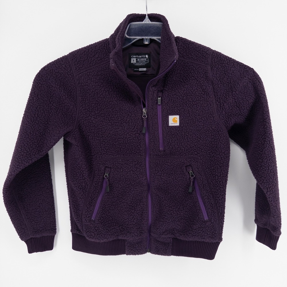 Carhartt Womens S Sherpa Fleece Jacket Purple Full Zip 103913-W Relaxed Gorpcore